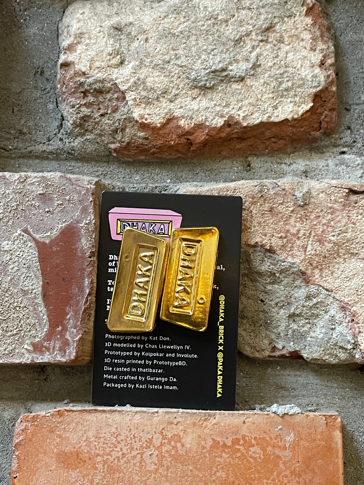 Dhaka Brick Earrings (Gold Plated) (sold out)